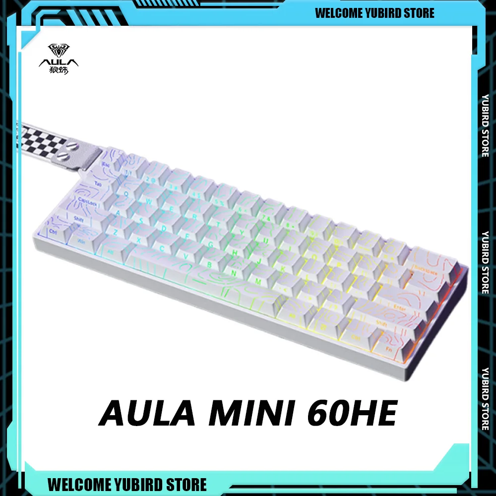 Nuevo AULA MINI 60HE teclado inalámbrico Bluetooth de 3 modos con eje magnético mecánico de alto rendimiento para juegos FPS baja latencia personalizado