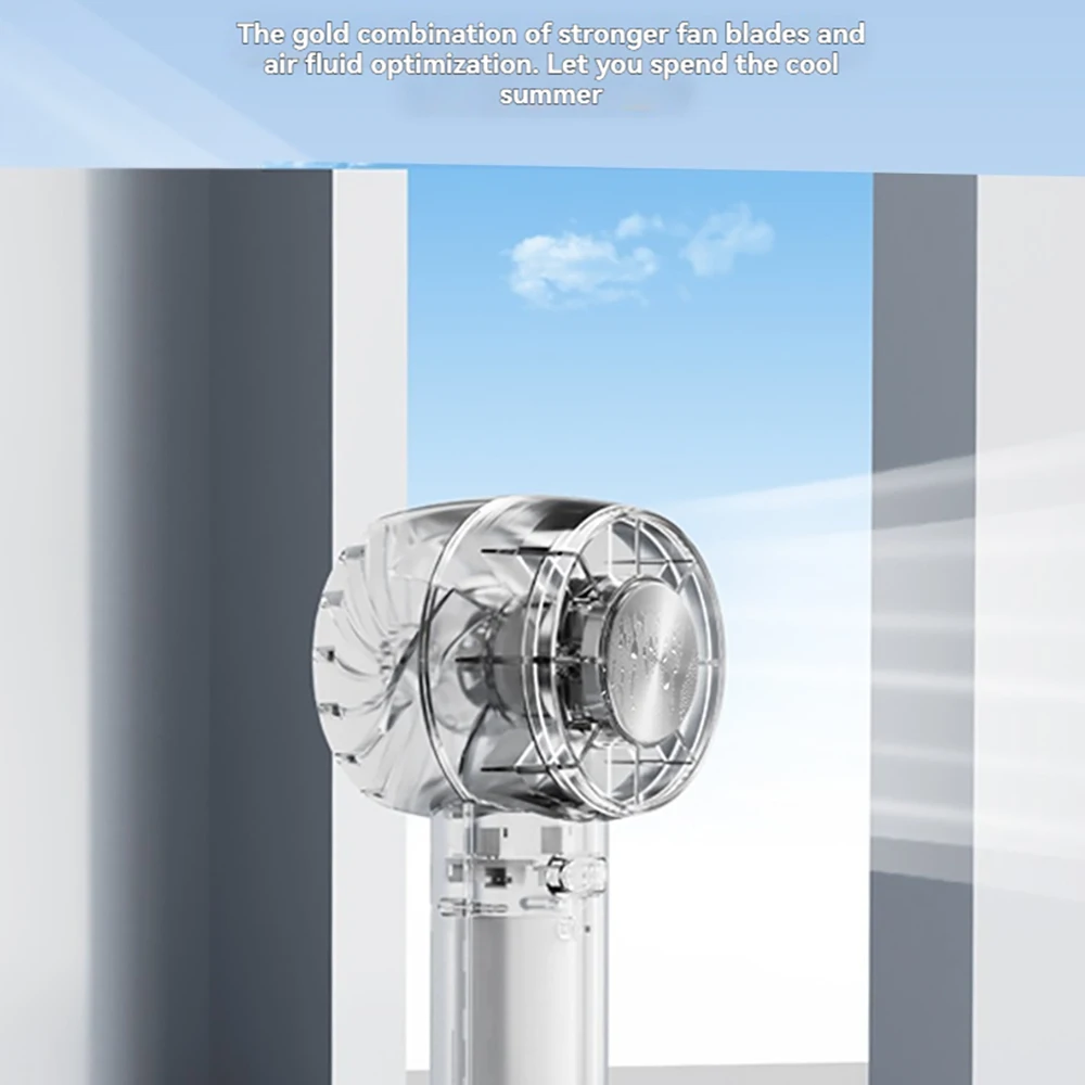 Nuevo ventilador Turbo de escritorio portátil transparente, ventilador recargable, ventilador de mano de 3 velocidades para viajes, ventiladores de compresión fría al aire libre - imagen 3