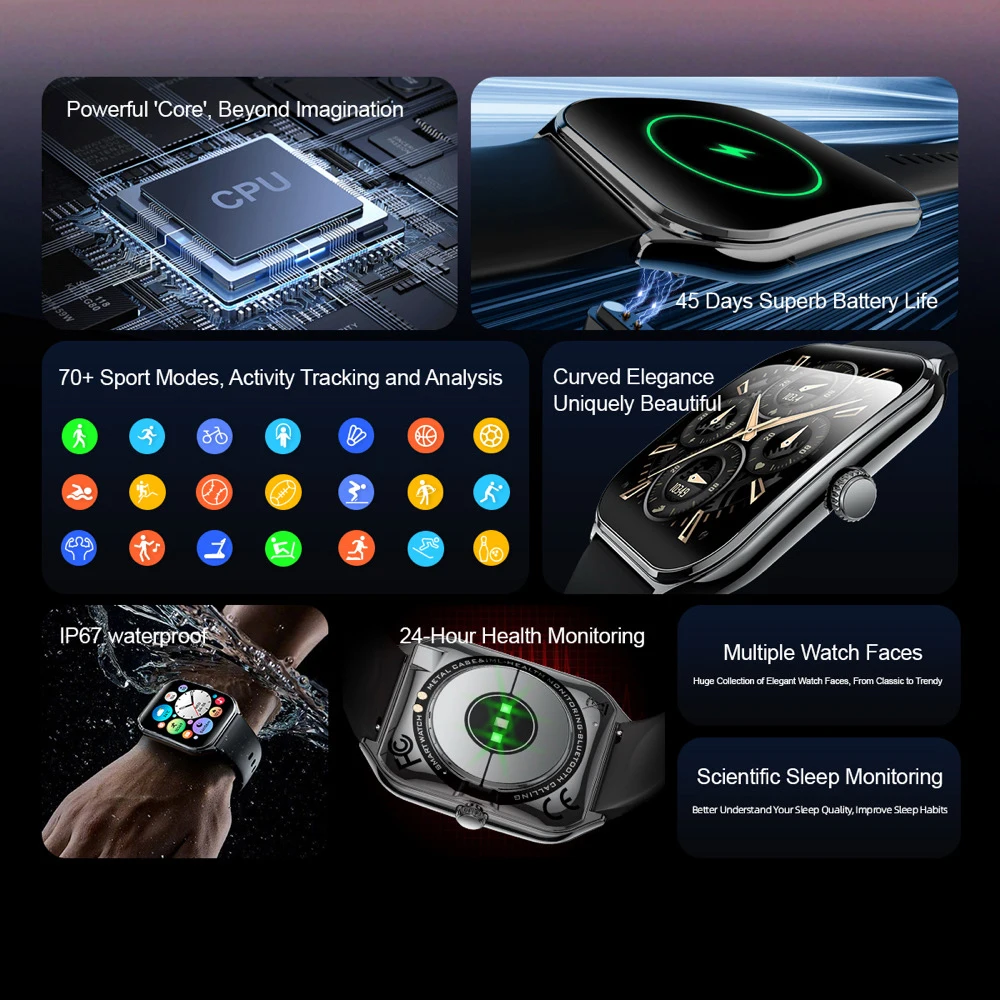 Relojes inteligentes con pantalla Amoled de 1,96 pulgadas, resistente al agua, llamada de diente azul, reloj inteligente para mujeres y hombres, monitoreo de salud del sueño, música con esfera dinámica 3D - imagen 2