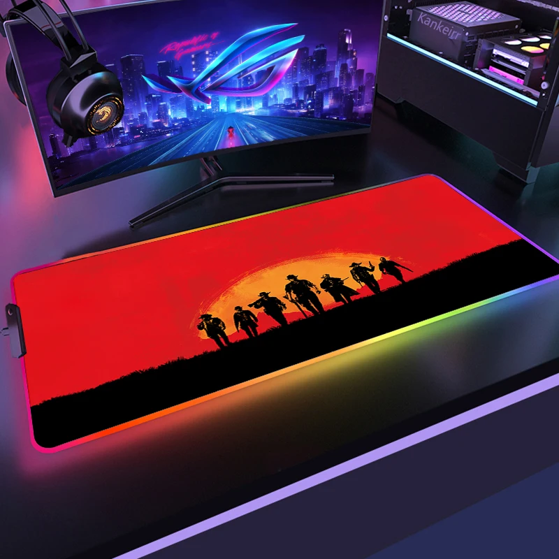 Alfombrilla De ratón RGB para Gamer, Red Dead Redemption, ratón De ordenador, Gaming, Tapis De Souris, Pc, teclado, retroiluminación, accesorios De alfombra - imagen 5