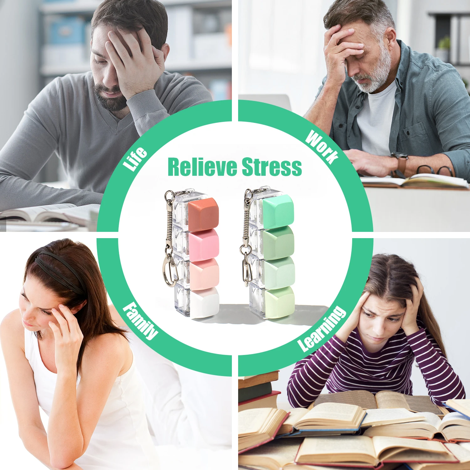 Teclado llave juguete botón Keycap Fidget llavero teclado Clicker llave mecánica juguete alivio teclado Fidget Clicker - imagen 5