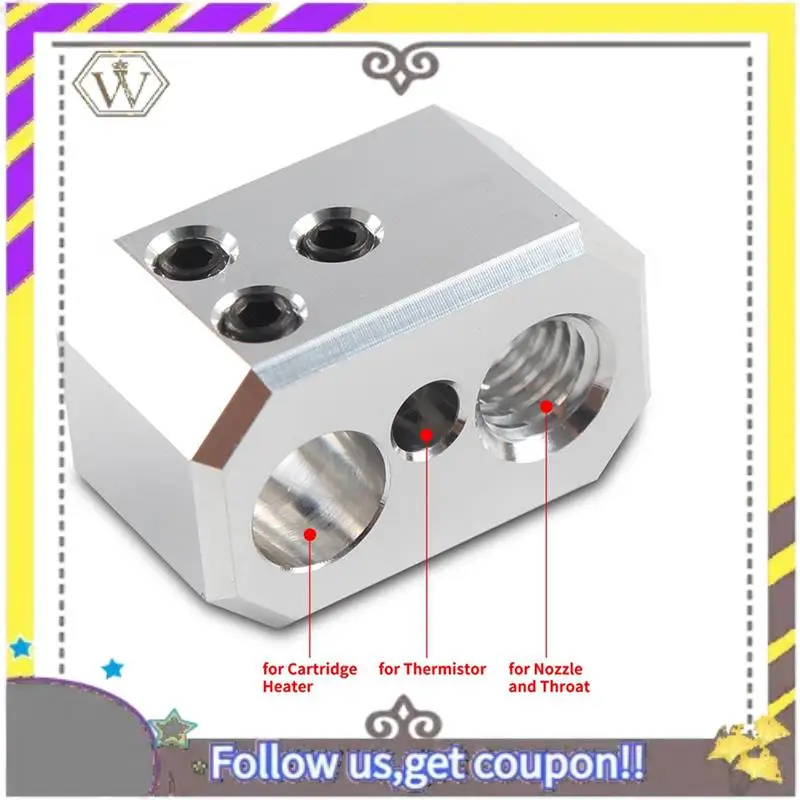 Bloque de aluminio AU33-2X Trianglelab Prusa MK4 Nextruder Heaterblock para el conjunto Hotend dedicado a impresoras Nextruder - imagen 5