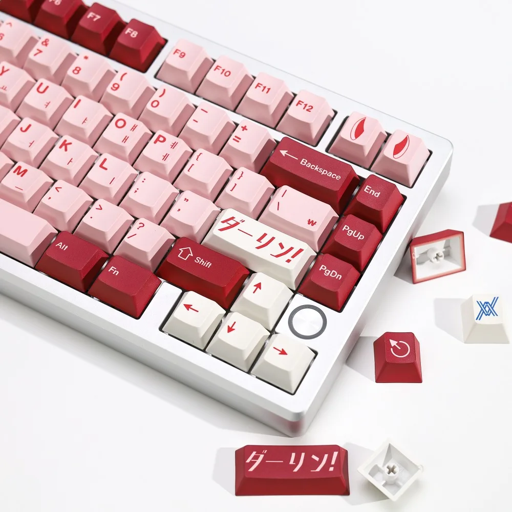 Teclas con tema rosa, perfil de cereza, juego completo de 143 teclas, PBT, USB, ergonomía, teclas frontales opacas talladas, teclado mecánico, regalo - imagen 2