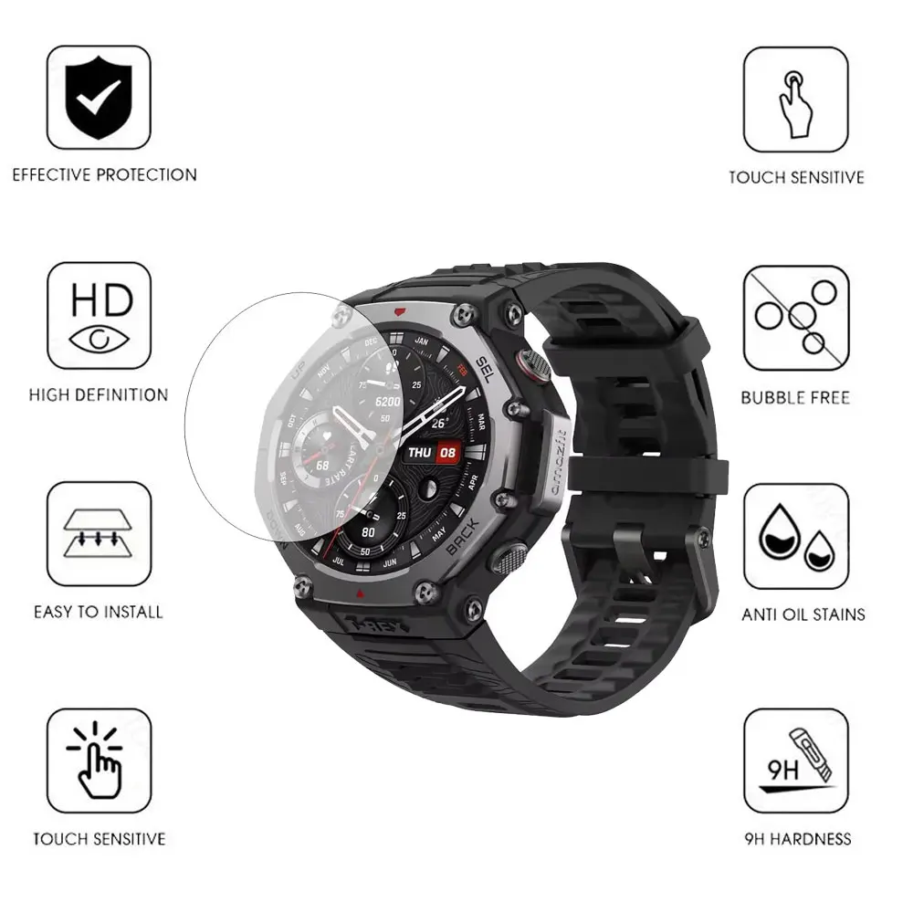 Funda protectora de TPU + película de vidrio para reloj inteligente Amazfit t-rex 3, carcasa de parachoques de silicona suave, Protector Huami Amazfit Trex3 - imagen 5