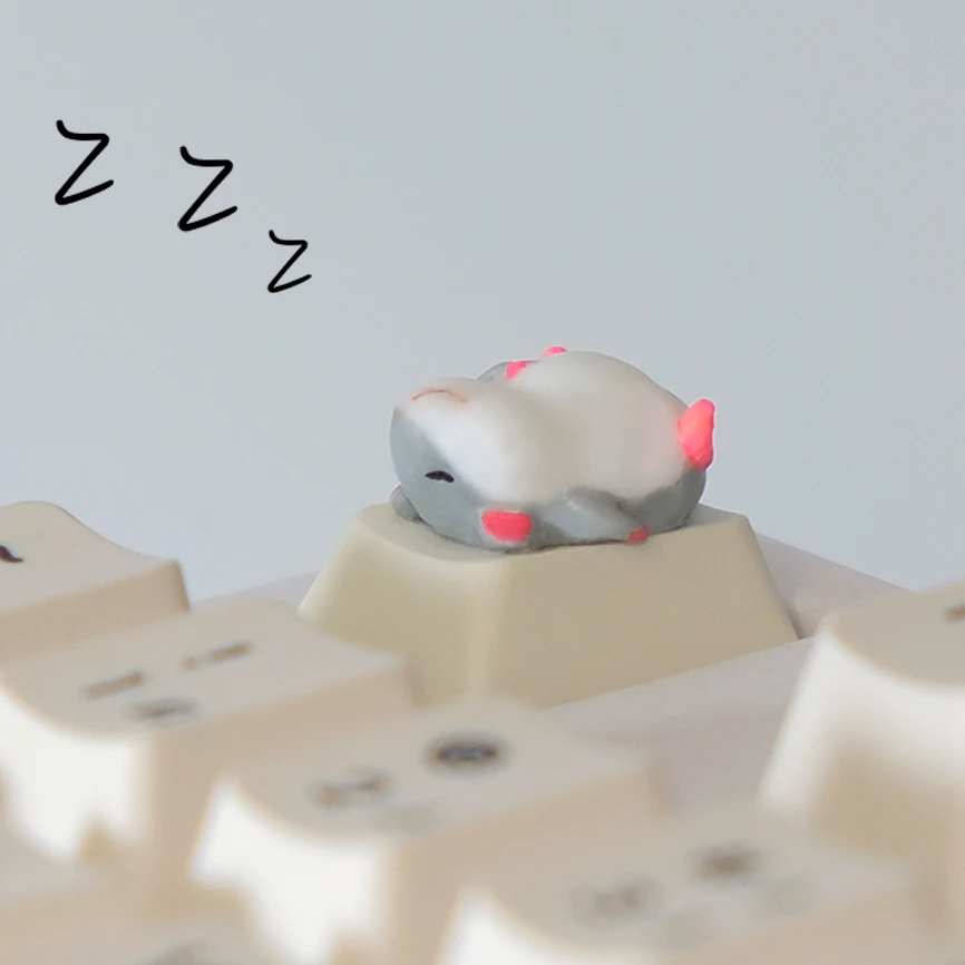 Bonita gorra de teclado mecánico hecha a mano de hámster gris regordete para regalos de cumpleaños de hombres y mujeres, decoración personalizada - imagen 2