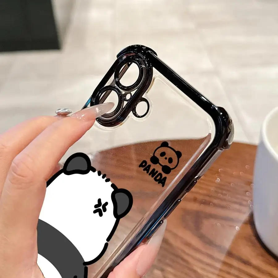 Funda de teléfono de cubierta suave para iPhone 16e 17 Air 16 15 14 Plus 13 12 11 Pro Max Panda divertido - imagen 2