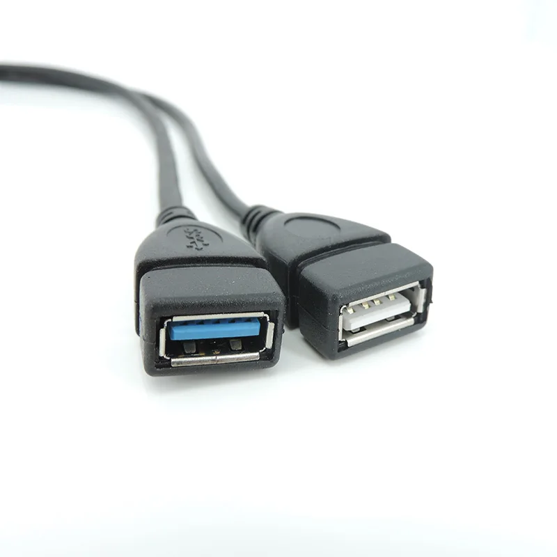Concentrador de datos USB 3,0 A 1 macho A 2 USB Dual hembra, adaptador de corriente Y divisor, Cable de alimentación de carga USB, Cables de extensión - imagen 4