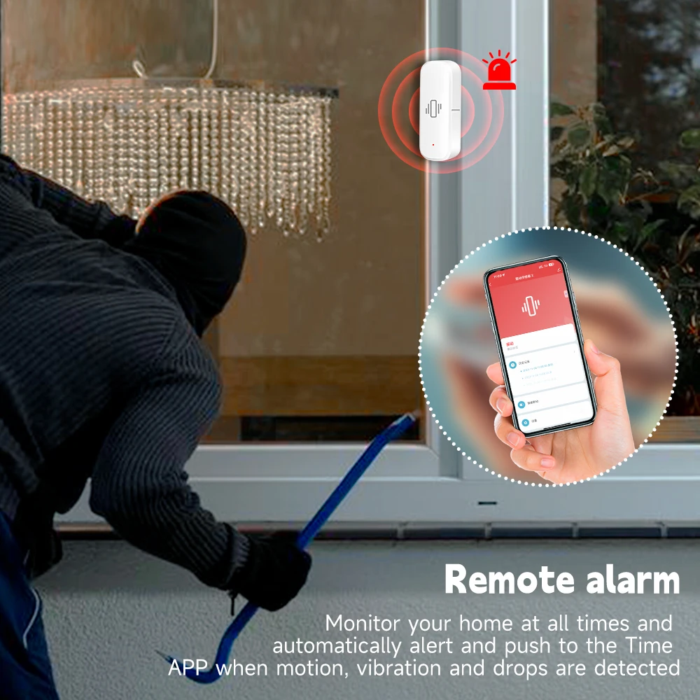 Sensor de vibración Tuya Smart Life ZigBee WiFi Tuya Sensor Monitor aplicación Control protección de seguridad Sensor Zigbee alarma de choque de movimiento - imagen 3
