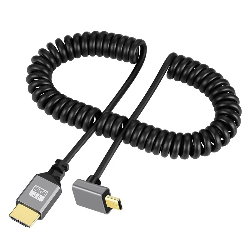 4K 60HZ Micro Mini HDMI Compatible macho a HDMI extensión en espiral Cable espiral Flexible para ordenador portátil PC DVD PS4 5 Monitor TV - imagen 4