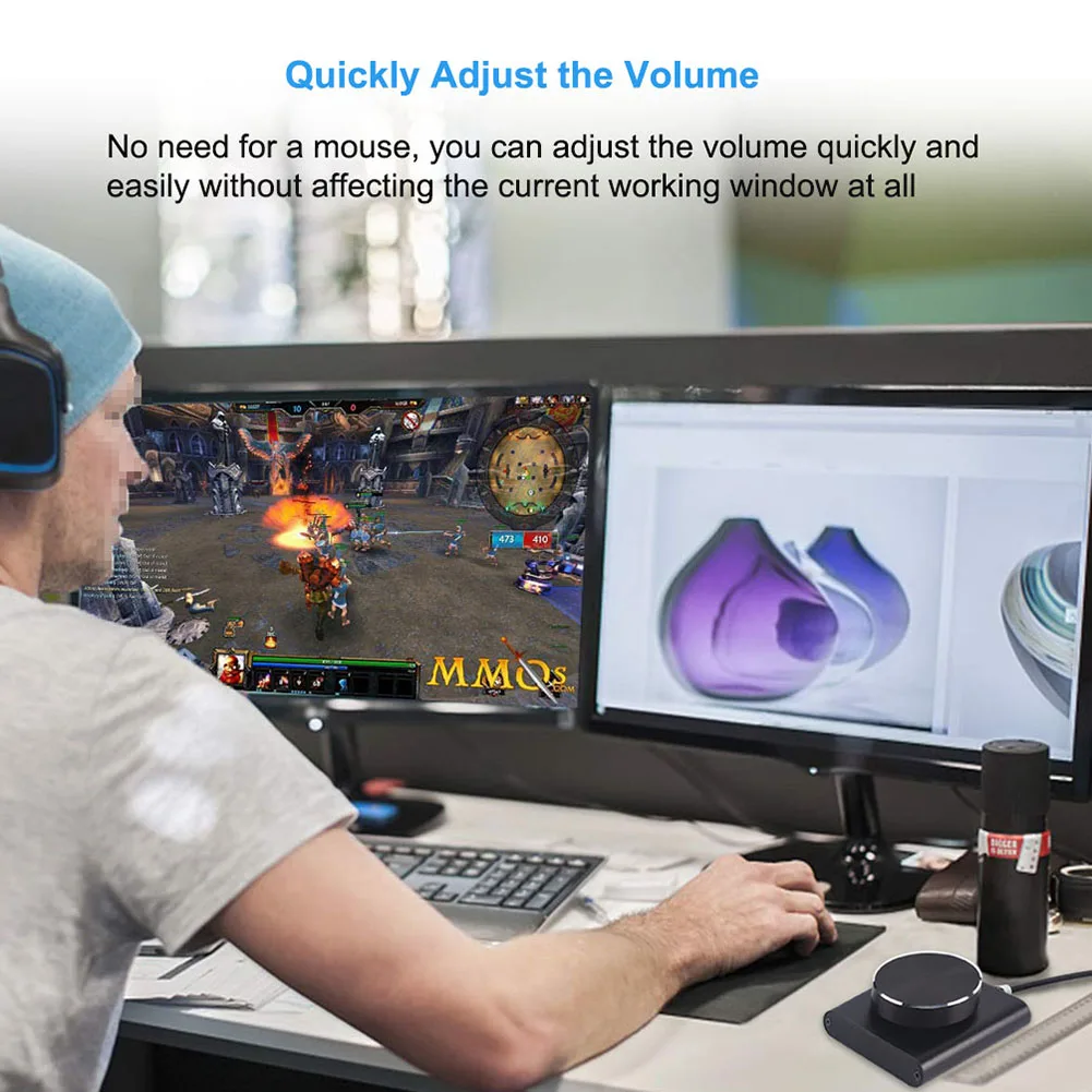 Ajustador de control de volumen Perilla de control de volumen USB Controlador multimedia con reproducción/pausa/trasero/avance con cable USB para Win/OS