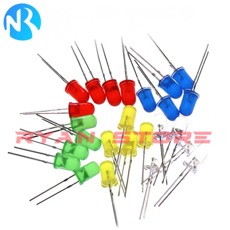 500 unids/caja luces LED surtido de diodos emisores 3MM 5MM Kit de diodos LED para electrónica DIY blanco rojo azul verde amarillo - imagen 4