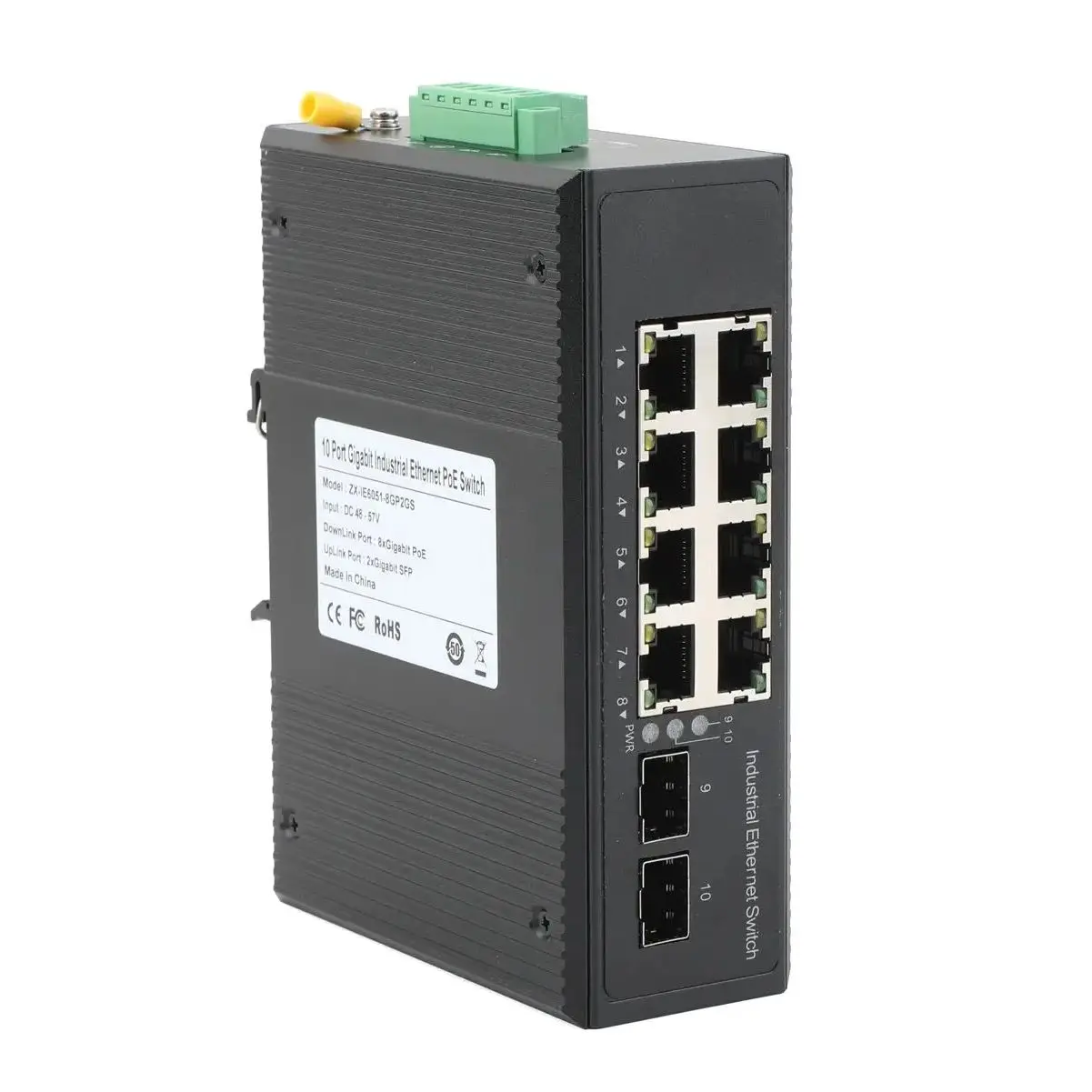 Transceptor industrial Gigabit SFP, 2 puertos a 8 POE, interruptor de fibra óptica de 10/100/1000M con módulos de 550M, 2KM y 3KM para red - imagen 2