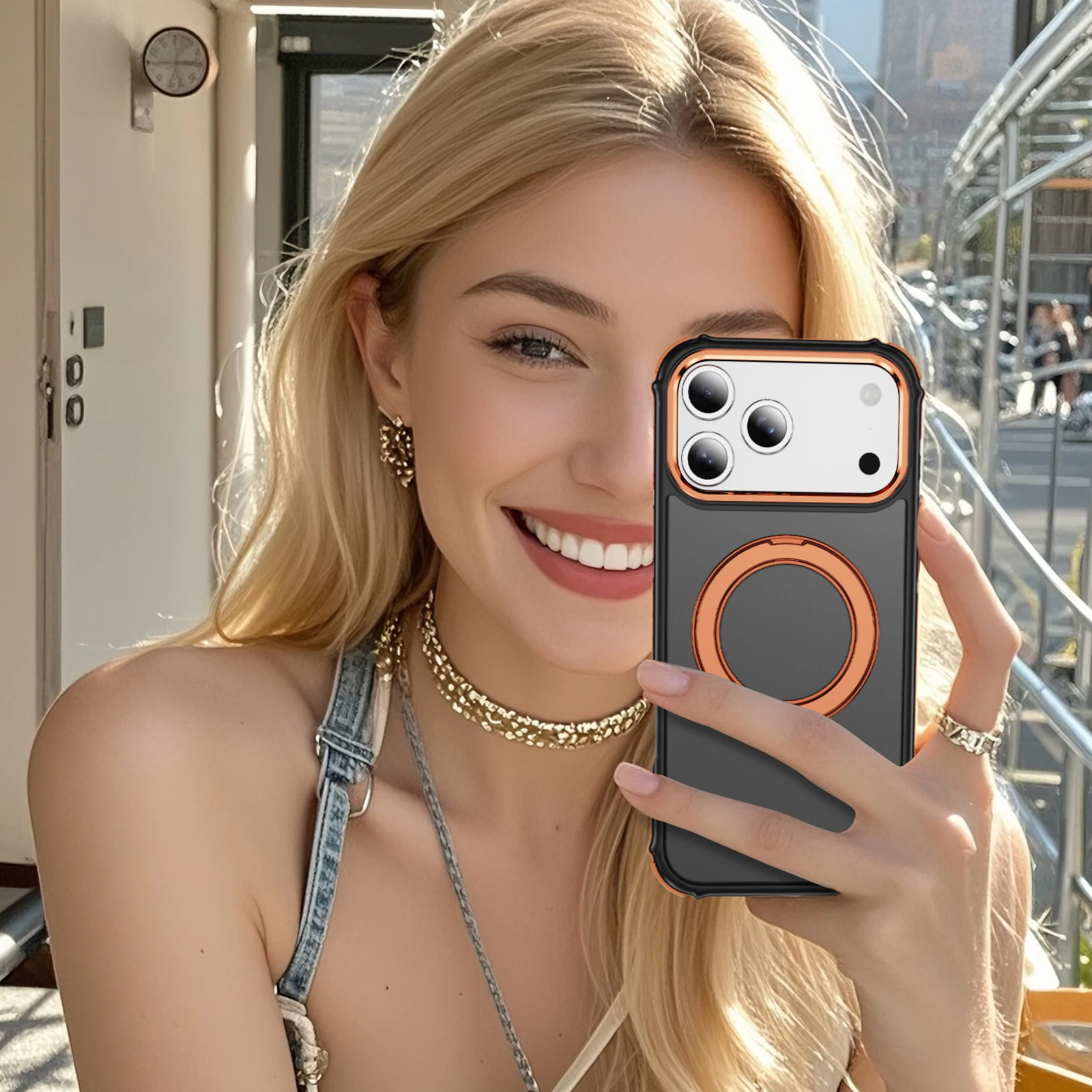 Funda de teléfono magnética con sensación de piel giratoria 360 para iPhone 17 Pro Max 16 Plus 15 14 13 12 11 soporte a prueba de golpes para cubierta Magsafe - imagen 2