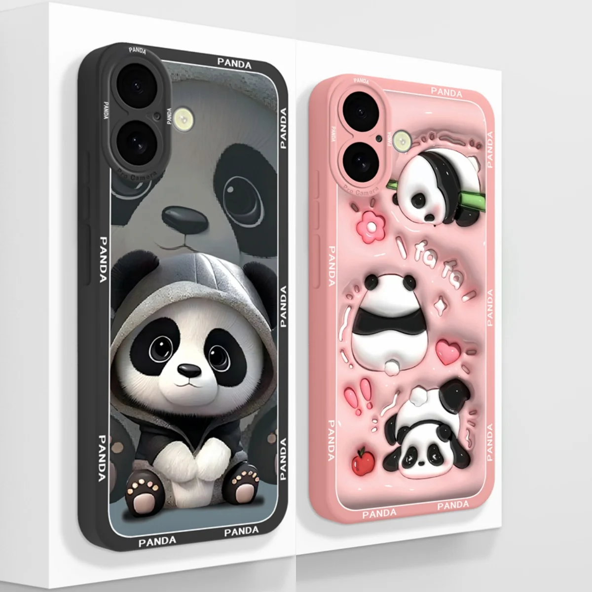 Bonita Funda de Panda para iPhone 16 /16Plus/16Pro/16promax, carcasa trasera de silicona líquida, protección completa