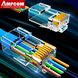 Conector RJ45 AMPCOM CAT7/CAT6 - Chapado Oro 8P8C