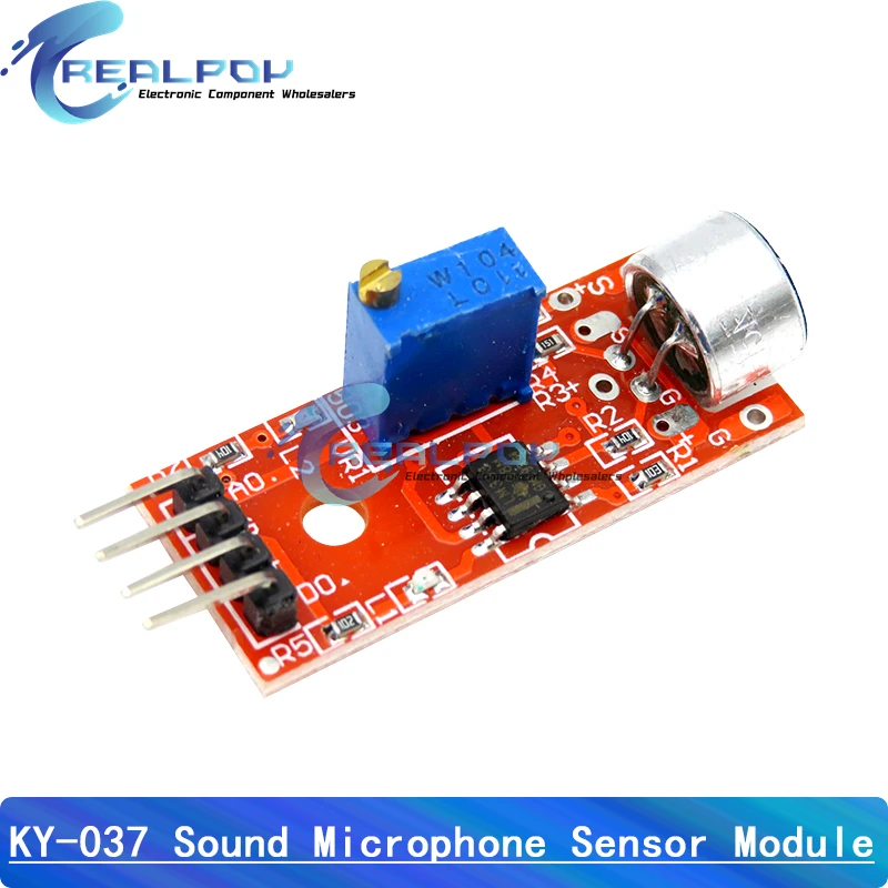 Módulo de detección de sonido por voz con micrófono, Sensor de sonido, KY-038, negro, azul, placa roja, KY-037 - imagen 2