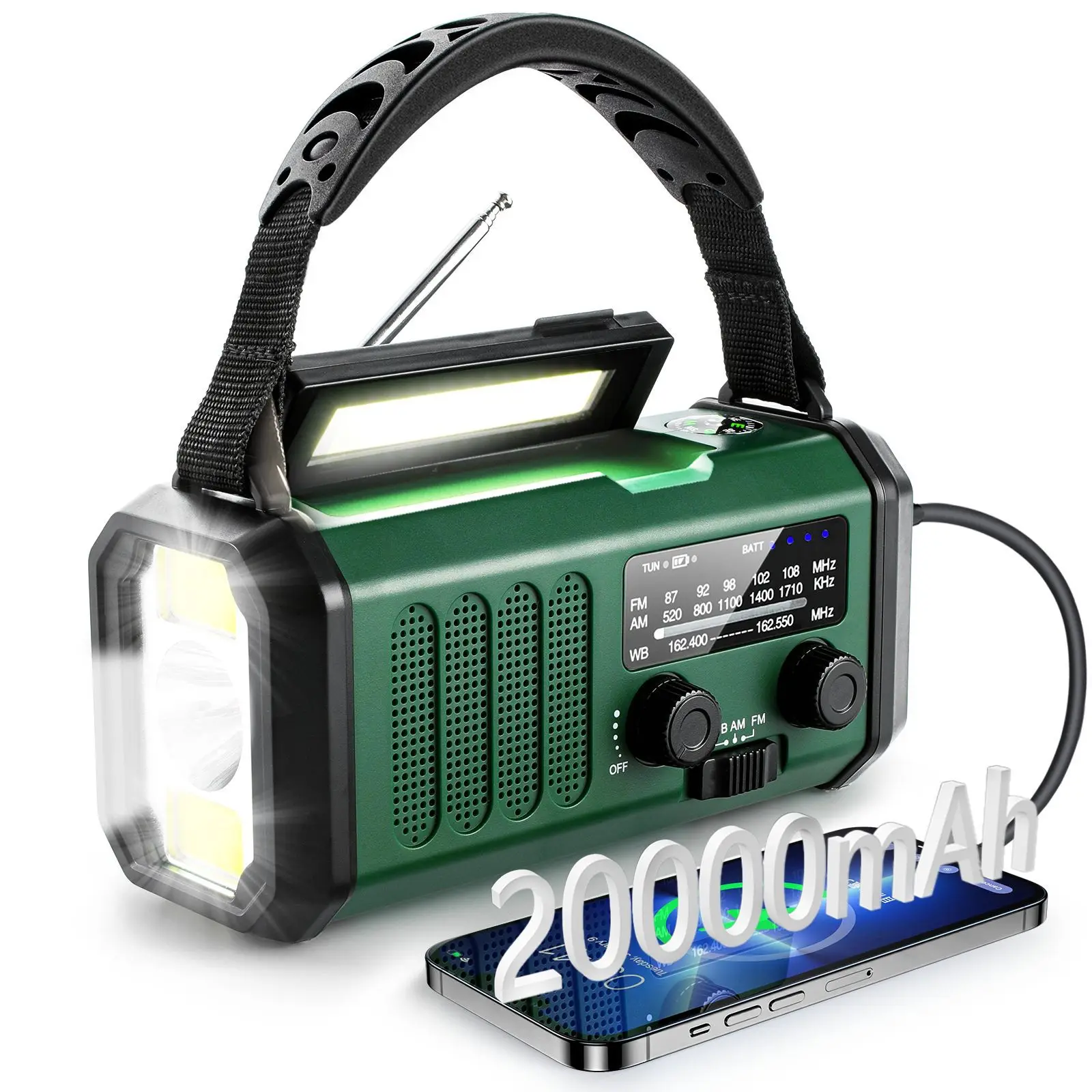 Woopker Radio E30 10000mAh FM Radio de emergencia generador de manivela Solar AM/FM/NOAA LED Radio portátil SOS alarma banco de energía - imagen 2