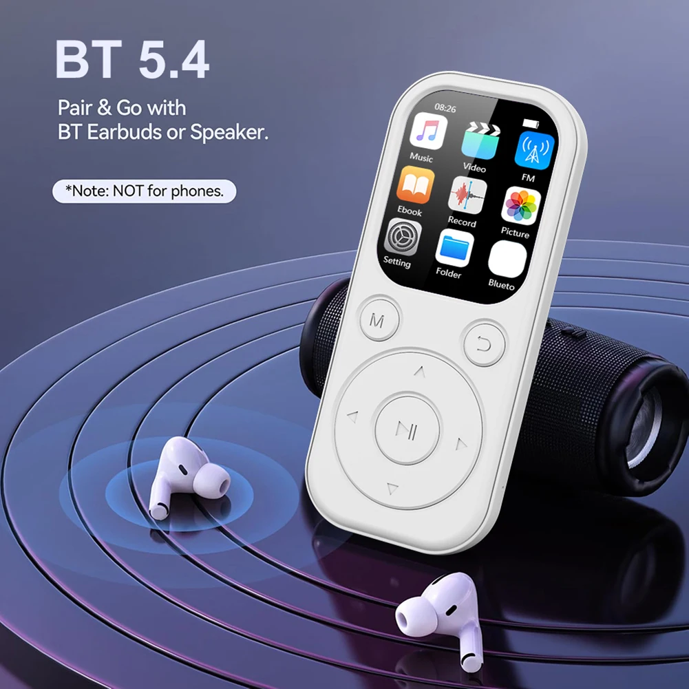 Reproductor MP3 MP4, reproductor de música sin pérdidas, Bluetooth 5,4, altavoz estéreo de música, Walkman con pantalla IPS de 2,0 pulgadas con grabadora de Radio FM, libro electrónico - imagen 2