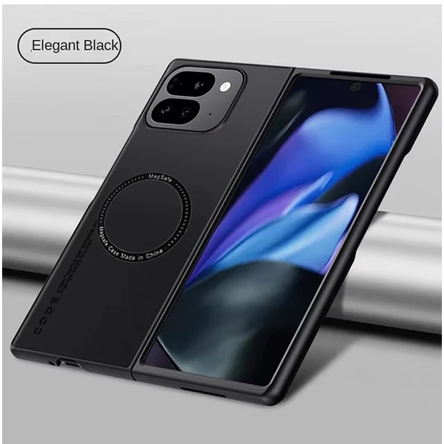 Funda de teléfono de lujo para hombre de negocios para Google Pixel 9 Pro, plegable, de cuero de fibra, Magsafe, carga magnética - imagen 4