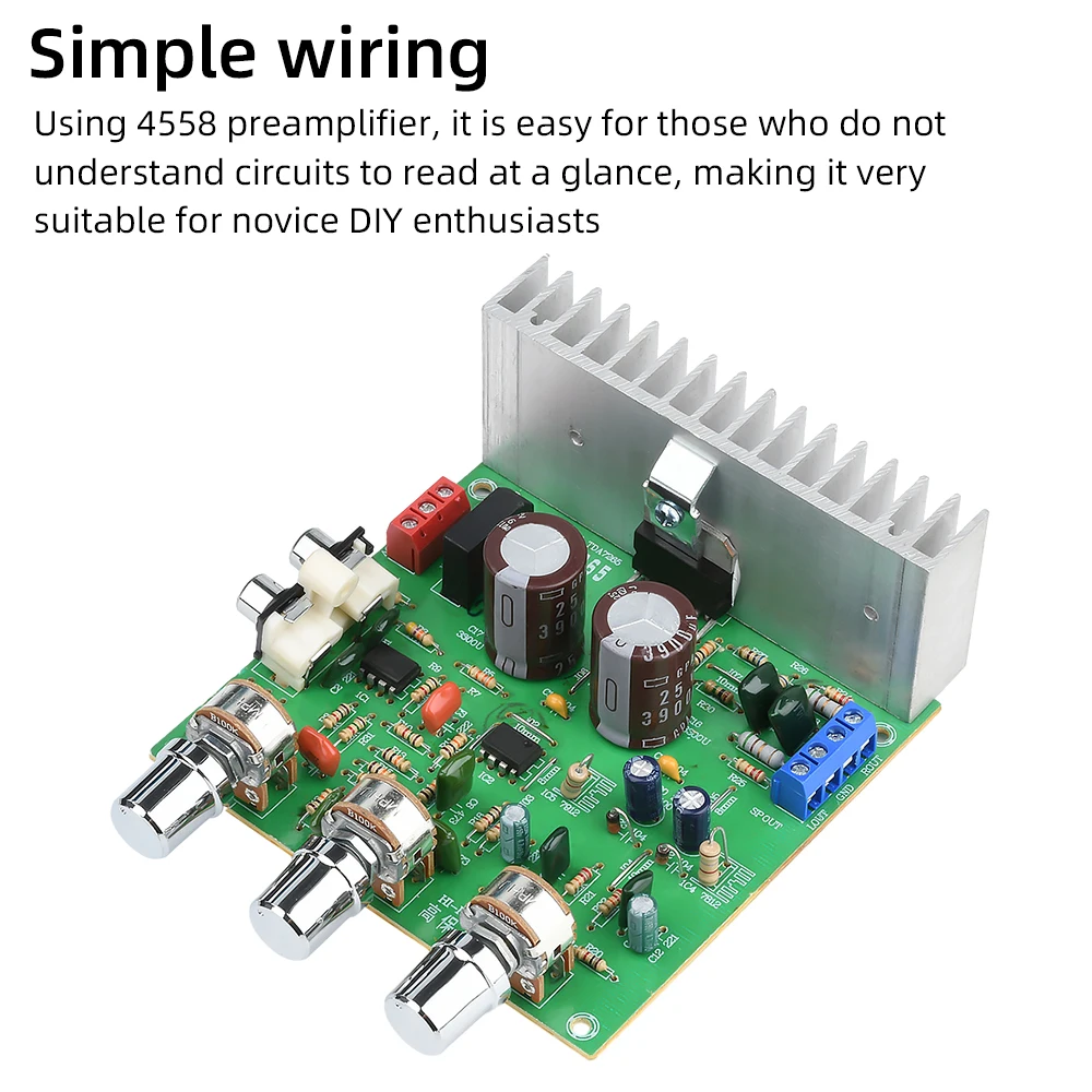 Módulo amplificador de Audio TDA7265, placa amplificadora de potencia HiFi 4558, preamplificador de 2,0 canales, placa amplificadora de potencia AC 12-15V 40W + 40W - imagen 4