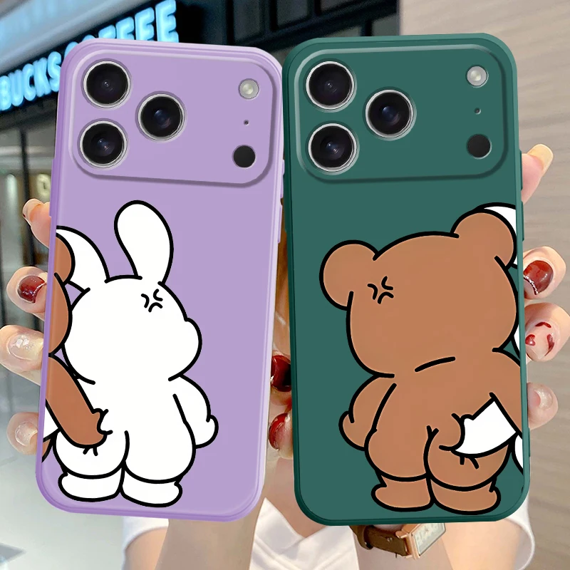 Funda para Apple iPhone 16 14 15 Plus 11 12 13 Pro Max 16e XS XR 17 Air 7 8 funda suave estilo pareja pellizco mutuo - imagen 4