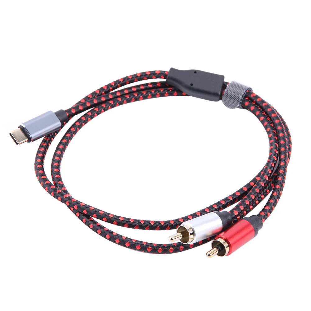 Cable estéreo divisor USB tipo C a Dual RCA R/L Y, Chip DAC incorporado, línea de Audio duradera para teléfono inteligente, amplificador de portátil Y altavoz - imagen 2