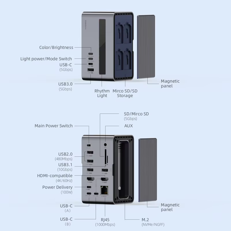 Hagibis Dock USB-C con SSD M.2, HDMI, Ethernet, PD 100W - MacBook Pro - imagen 4