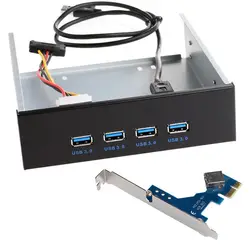 Panel Frontal USB 3.0 para Bahía 5,25 Pulgadas con Adaptador PCIe