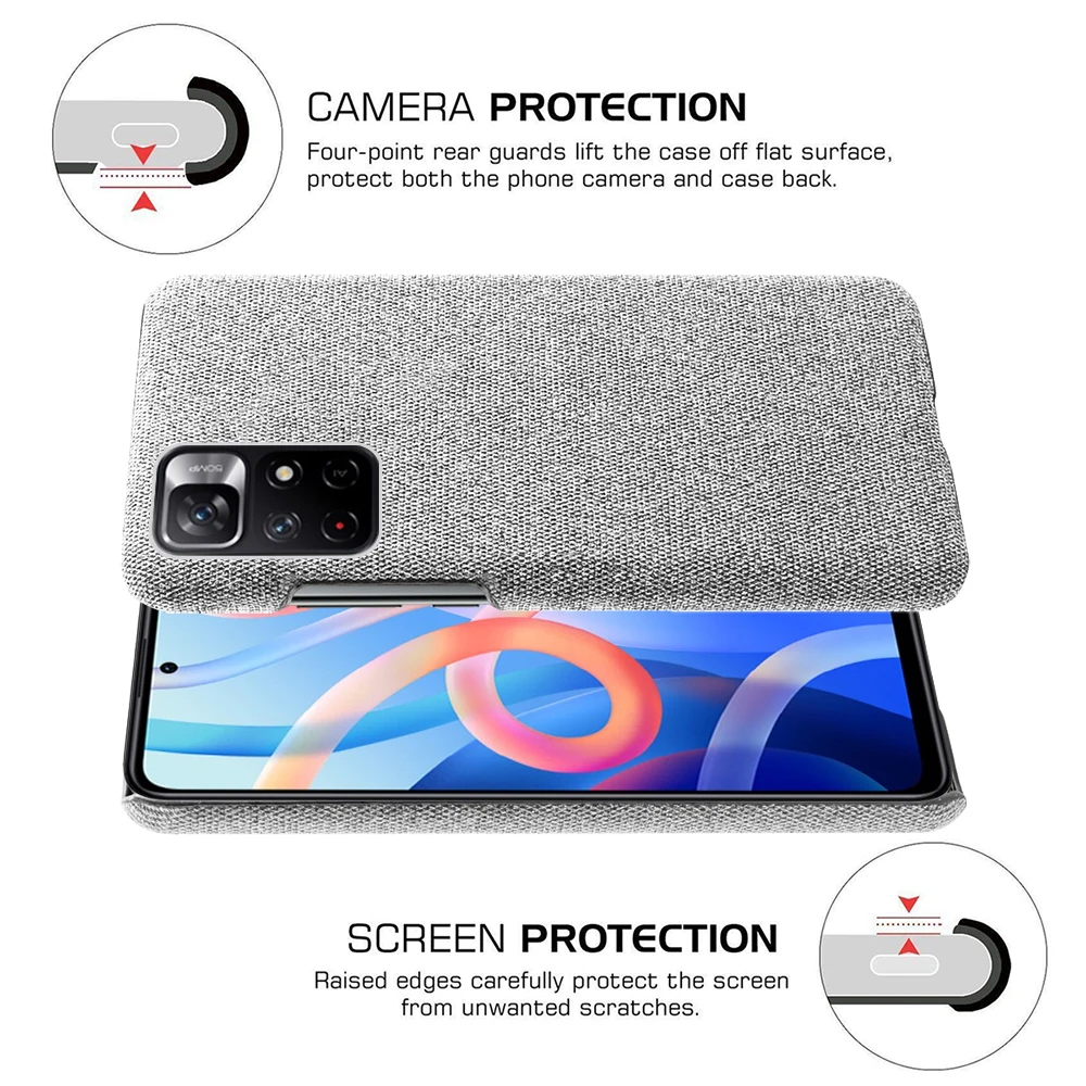 Funda de tela para Xiaomi Redmi Note 11, 10S, Funda de teléfono con textura, compatible con Redmi Note 11 Pro, versión Global - imagen 4