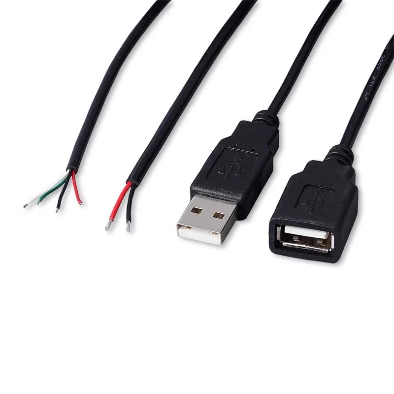 Cable de alimentación de 30cm, 2 pines USB 2,0 A hembra macho, conector de Cable de 4 pines, Cable de carga, conector de extensión DIY, línea de 5V - imagen 4