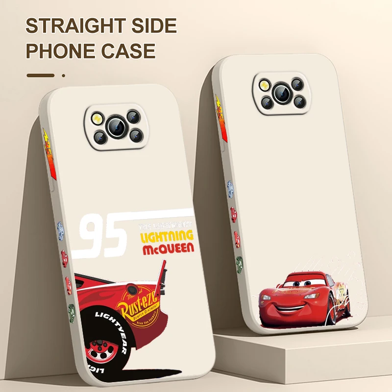 Disney Cars Lightning McQueen funda para Xiaomi Poco, X4, X3, F4, NFC, M6, M4, M3, GT S Pro, 4G, 5G, cuerda líquida izquierda - imagen 3