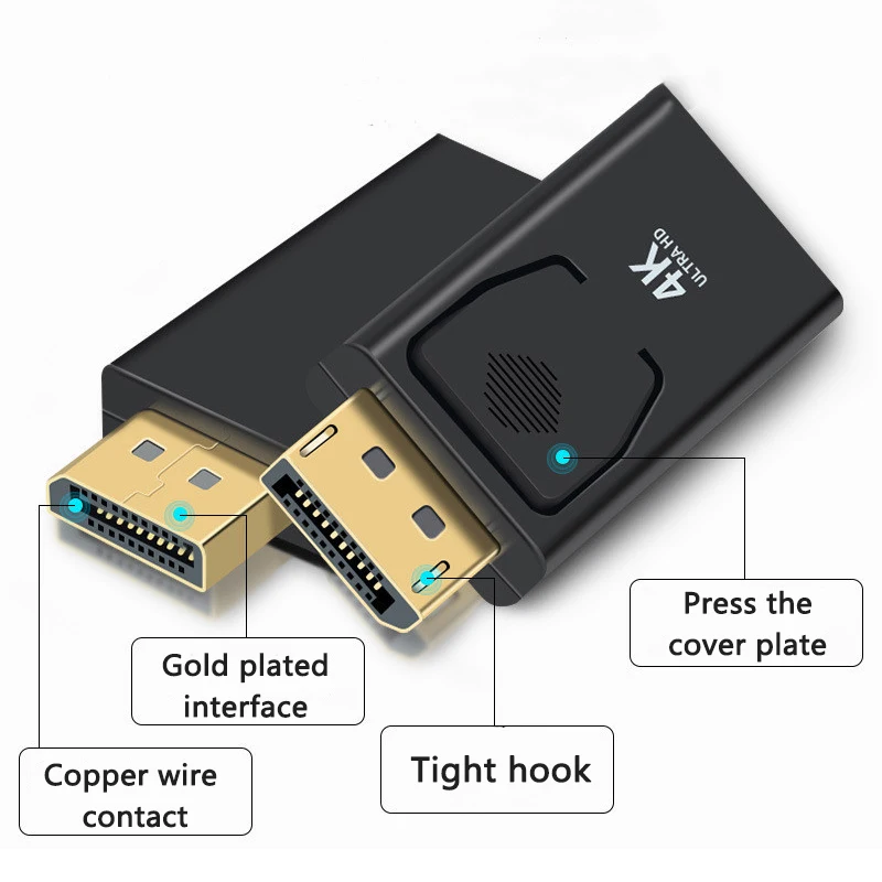 1 Uds DP a HDTV 4K conector DisplayPort DP macho a HDMI hembra adaptador convertidor vídeo Audio enchufe interruptor ﻿ - imagen 5