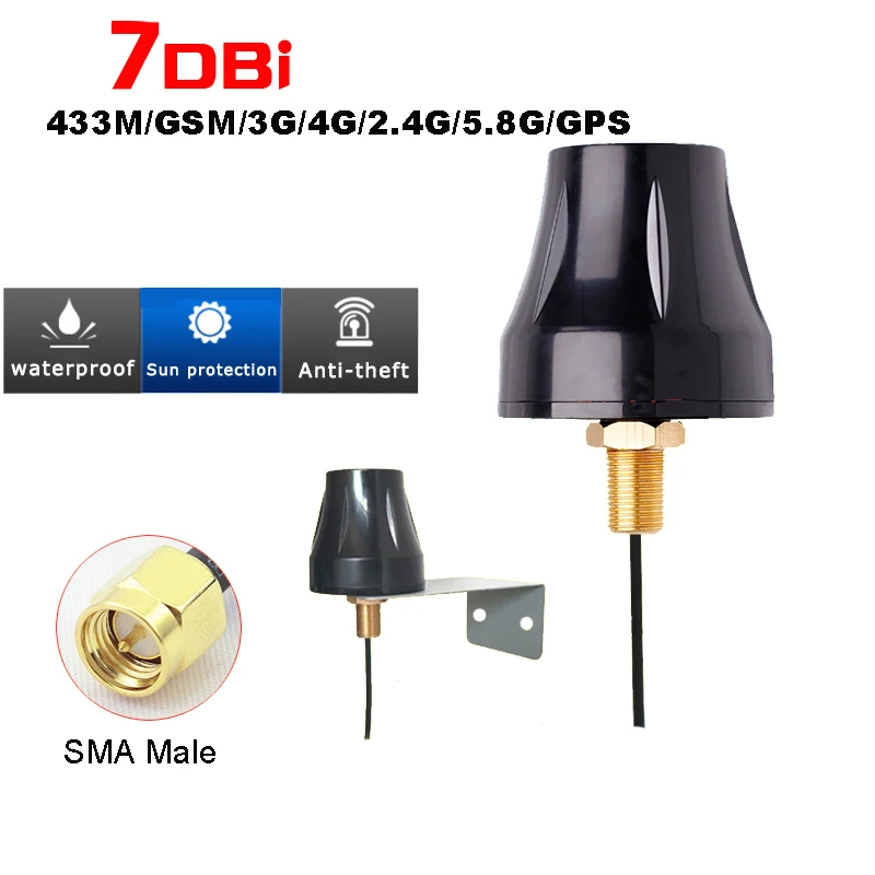 Antena de gabinete DTU impermeable para exteriores con soporte, conector macho SMA, alta ganancia, 28DBI, 2,4G, 5,8G, WIFI, 4G, 433MHz, GPS, BD, GSM, GPRS