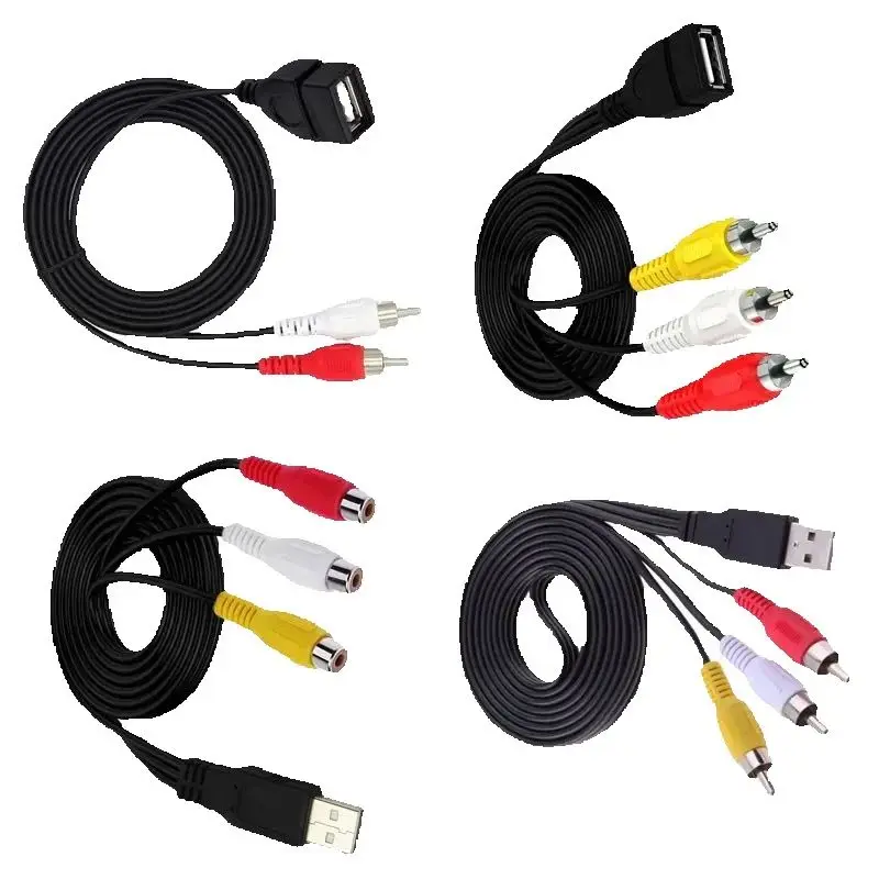 Adaptador USB macho hembra a 2 3RCA hembra, convertidor de Audio, Cable AV de vídeo, Cable USB a 2 RCA para HDTV, TV, Cable de televisión - imagen 2