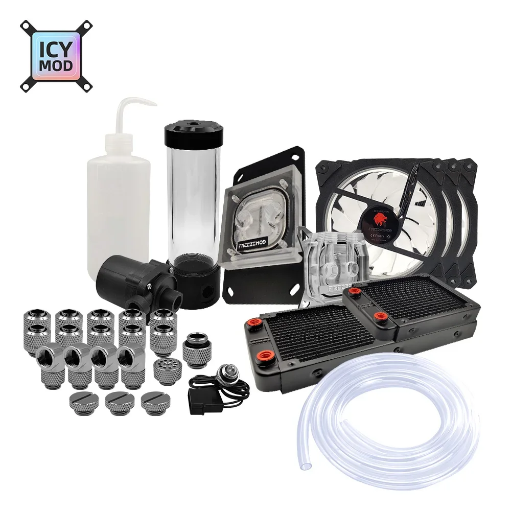 FREEZEMOD-Kit de tubo blando para enfriador de agua, juego de tubos de manguera de 120mm, 240mm, 360mm, radiador de refrigeración por agua, ventilador MOD RGB, paquete de bloque de CPU Simple
