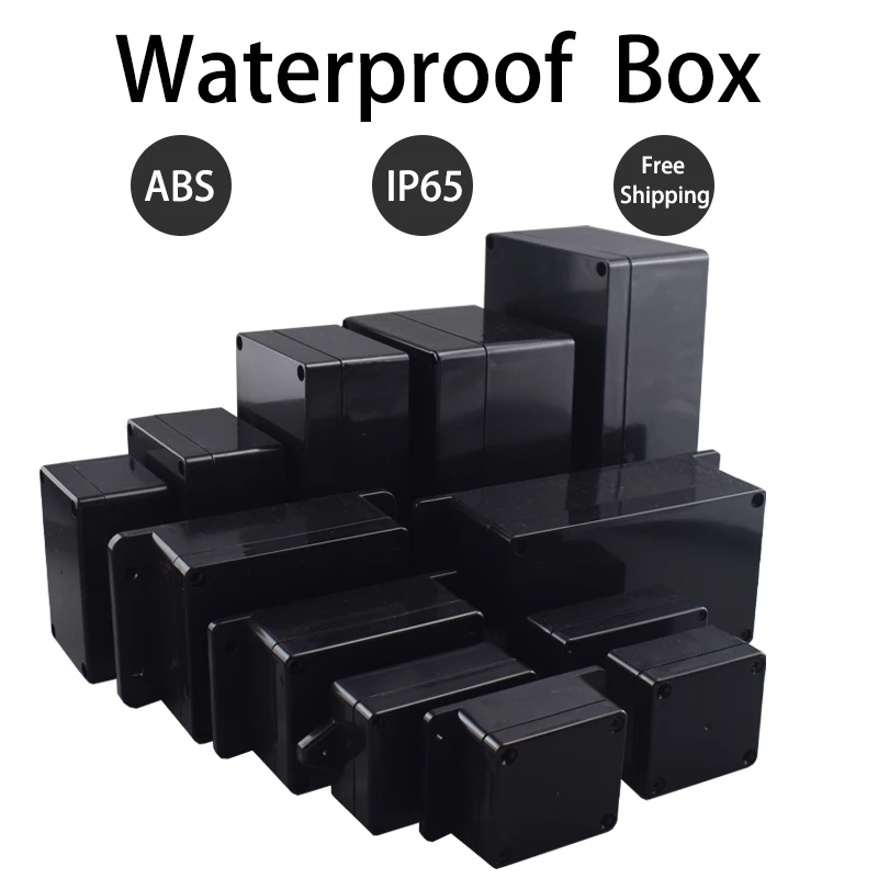 Caja impermeable ABS, caja de seguridad electrónica, cajas de plástico, caja de conexiones de alambre negro, organizador de plástico, caja impermeable IP67