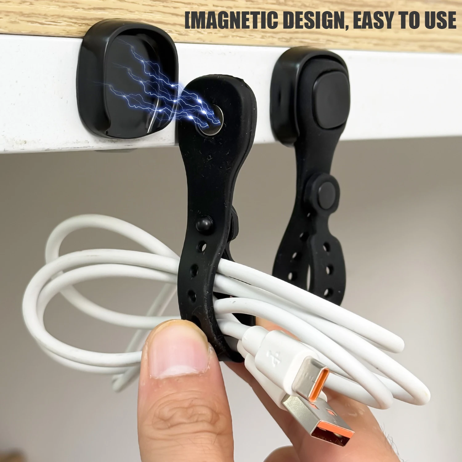 Clips de Cable magnéticos fuertes, organizador de cables magnéticos, gestión de línea USB autoadhesiva, abrazadera de Cables de almacenamiento para el hogar y la Oficina - imagen 4