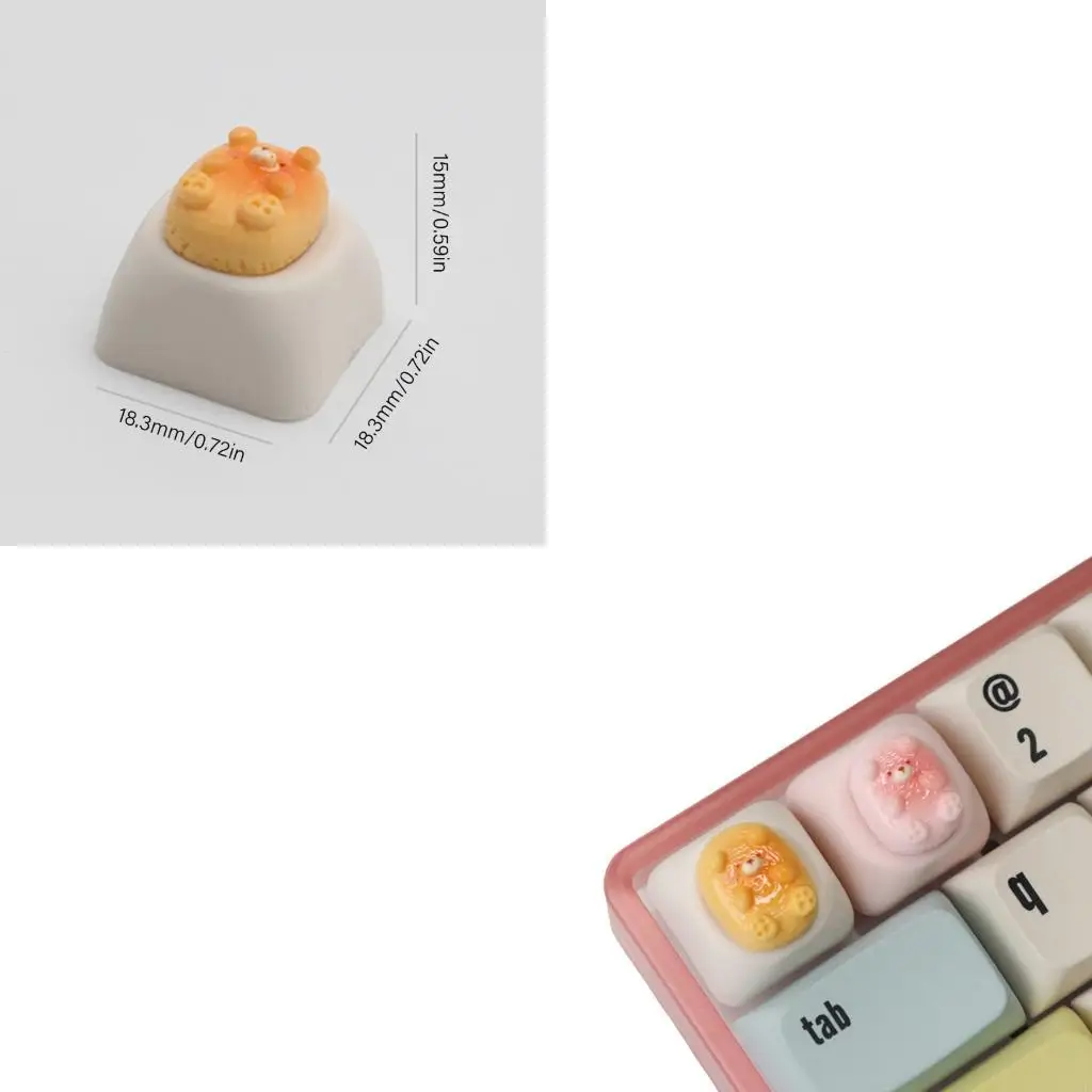 896f Cartoon Bear RESIN KeyCaps ESC KeyCap para teclados mecánicos Amarillo