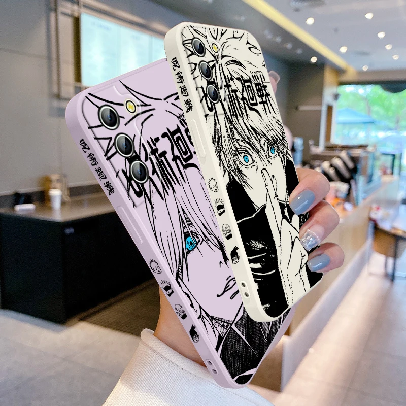 Jujutsu Kaisen Gojo Anime Phone Case para Samsung Galaxy S24 S23 S22 S21 S20 Pro FE Plus Ultra Liquid Left Rope Cover - imagen 3