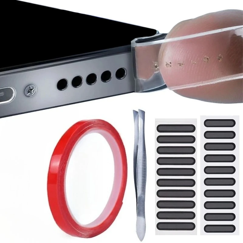 Removedor de polvo Universal para agujeros de teléfono móvil, pegatina para altavoz, cinta adhesiva para limpieza de polvo para IPhone, Airpods, Samsung, Xiaomi, Kit de limpieza