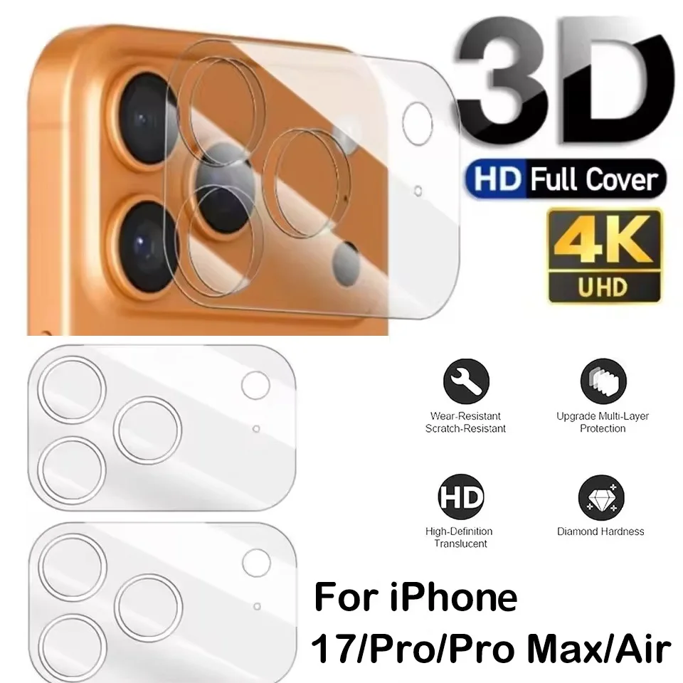 Protector de lente para iPhone 17 ProMax Air 17Pro, películas protectoras antiarañazos para lentes de teléfono móvil Ultra claras y totalmente transparentes