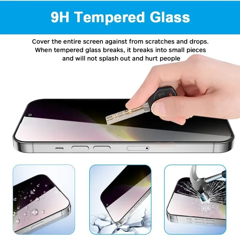 2 uds vidrio templado de privacidad para iPhone 15 14 13 12 11 PRO MAX 15 PLUS protectores de pantalla antiespía para iPhone X XR XS Max SE vidrio - imagen 4
