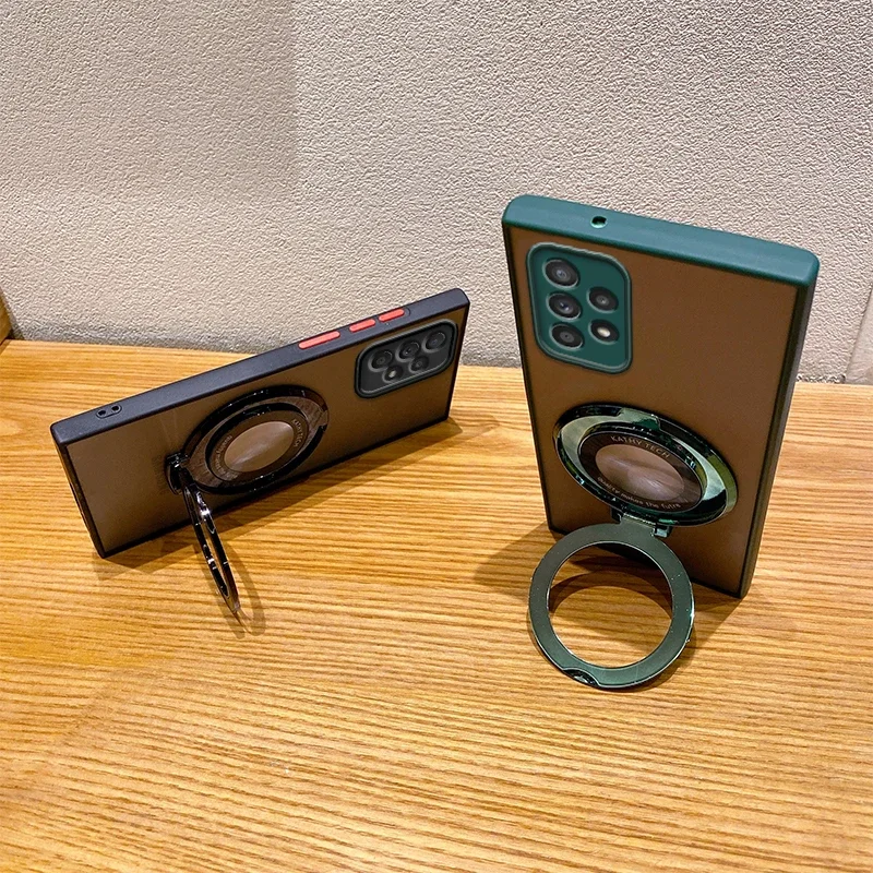 Funda con soporte magnético para Samsung GalaxyA53 A33 A23 A13 A31 A70 A51 A21S, funda de teléfono esmerilada con borde suave a prueba de golpes con soporte - imagen 4