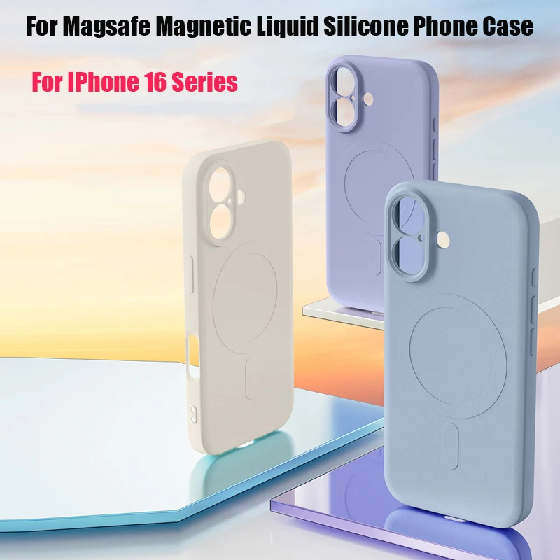 Para Magsafe carga inalámbrica magnética Color sólido mate silicona líquida a prueba de golpes funda de teléfono suave para iPhone 16 Pro Max Plus