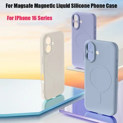 Para Magsafe carga inalámbrica magnética Color sólido mate silicona líquida a prueba de golpes funda de teléfono suave para iPhone 16 Pro Max Plus