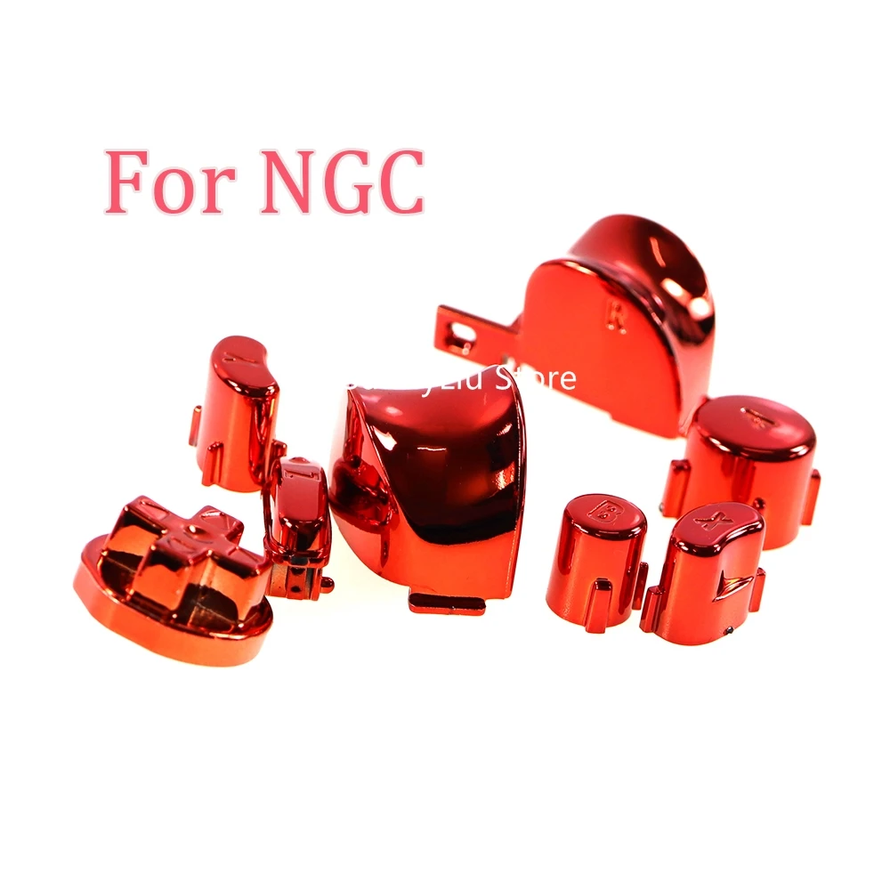 Juego completo de almohadillas D cromadas, botón de encendido y apagado para juegos completos GameCube, botones para reemplazo NGC