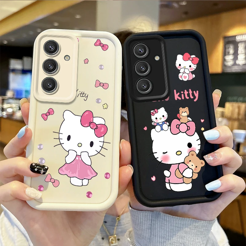 Preciosa funda blanda Sanrio Hello Kitty para Samsung Galaxy A35 A34 A33 A32 5G A31 A30 A24 A23 A22 A16 A12 A06 A03 M55 funda de silicona