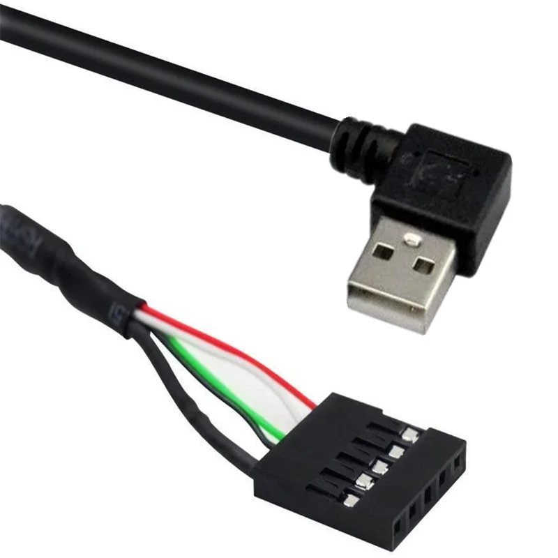 USB2.0 en ángulo de 90 grados izquierdo derecho macho a 1x 5 pines hembra 2,54 USB encabezado PCB Cable de placa base 0,5 m - imagen 4