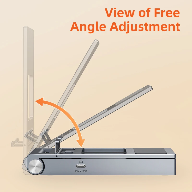 CABLETIME 8 en 1 USB C Hub con soporte plegable HDMI 4K 60Hz PD 100W USB 5Gbps Aux 3,5mm para IPad Pro Android Tablet C503 - imagen 4