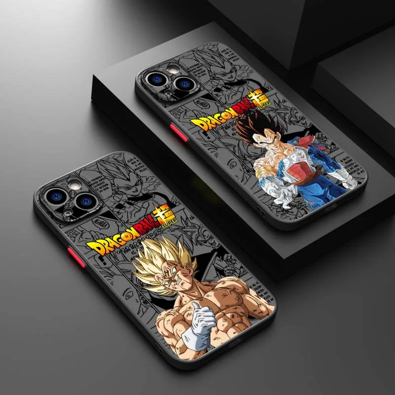 D-Dragon Ball Comic Vegeta Cool para Apple iPhone 17 16 15 14 13 12 11 Air Plus Pro Max funda de teléfono translúcida esmerilada